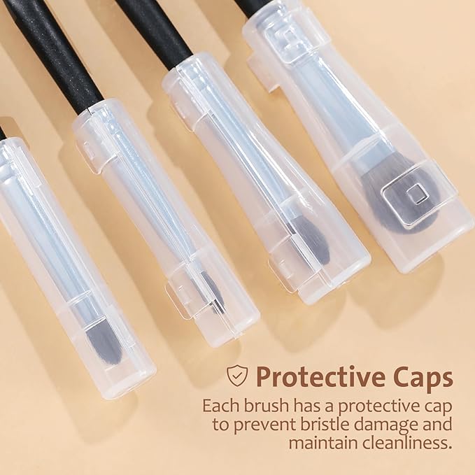 ENERGY Eye Makeup Brush Set 4PCS Professional Eyeshadow Blending Brushes Kit for Eyes Liquid Cream Powder Makeup Up Soft Fluffy Natural Goat Hair for Shader,Smudge,Crease Applicator with Travel Cover