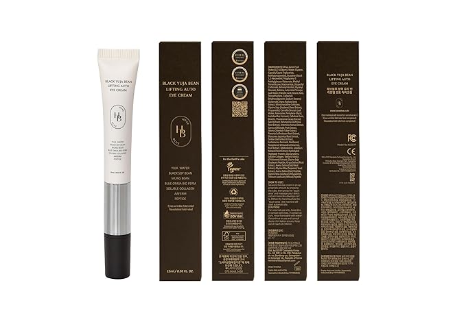 Black Yuja Bean Lifting Auto Eye Cream - Sensitive Skin, Vegan, Hypoallergenic, Korean Skincare, Wrinkle Care Device, Vibration Face Massage, Anti Aging, Collagen, Vibrating