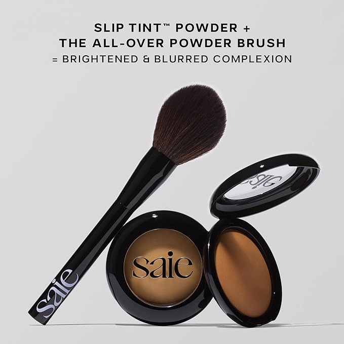 Saie Slip Tint Baked Setting Powder - Translucent Powder for Face Makeup with a Natural-Radiant Finish - Blurs, Brightens & Smooths Complexion - Translucent 4 - Tan to Deep (0.24 oz)