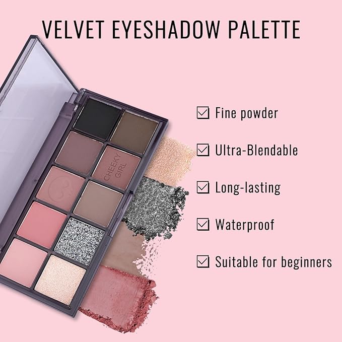 Erinde 10 Colors Eyeshadow Palette Makeup - Matte Shimmer Glitter Eye Shadow, Ultra-Blendable, High Pigmented, Naturing-Looking, Neutral Nude Eyeshadow Pallet with Professional Brush,18