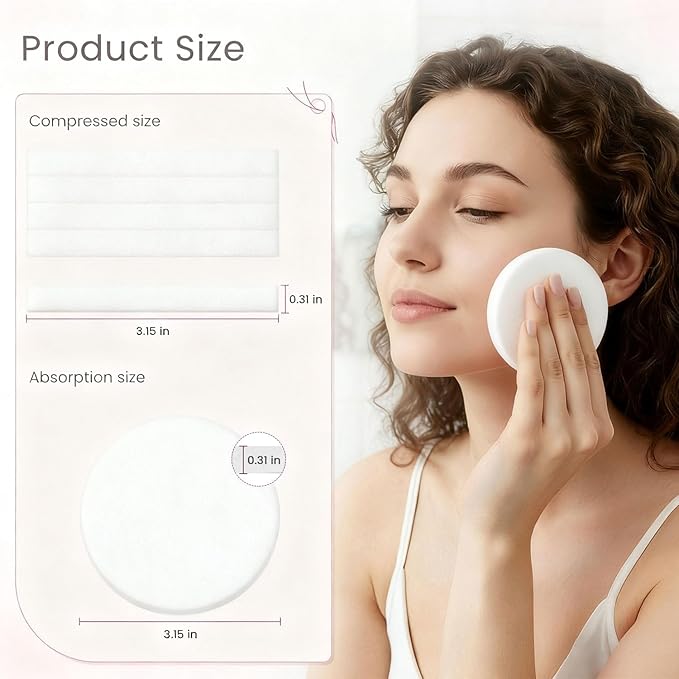120 PCS-Compressed Facial Sponges,100% Natural Cellulose Face Sponge, Professional Cosmetic Spa Sponges for Daily Facial Cleansing,Exfoliating,Makeup Removal,Travel Skincare Essentials (White)