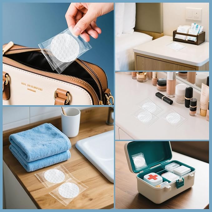 Travel Size Cotton Rounds Individually Wrapped Cotton Rounds Bulk Makeup Cotton Pads Soft for Most Skin Types Personal Care Kit Hotel Amenities (5 Pcs/Set, 50 Sets in Total)