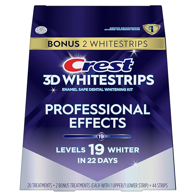 Crest 3D Whitestrips Professional Effects – Teeth Whitening Kit, 22 Treatments (20 + 2 Bonus), Each with 1 Upper/1Lower, 44 Strips – Crest 3DWhite Teeth Whitening Strips