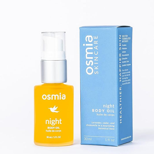 Osmia Skincare - Natural Night Body Oil | Borage Seed, Kukui, Lavender Oils | Nourish, Soothe, Fortify | Clean Beauty For Healthy Skin (1 fl oz | 30 ml)