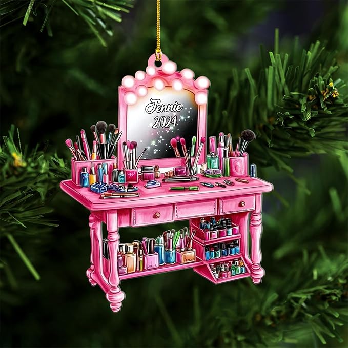 Personalized Makeup Tools Ornament β Custom Beauty Christmas Tree Decoration, Holiday Keepsake Gift for Makeup Artists, Cosmetologists, Beauty Lovers, Salon Owners, Families and Coworkers (MKH1)