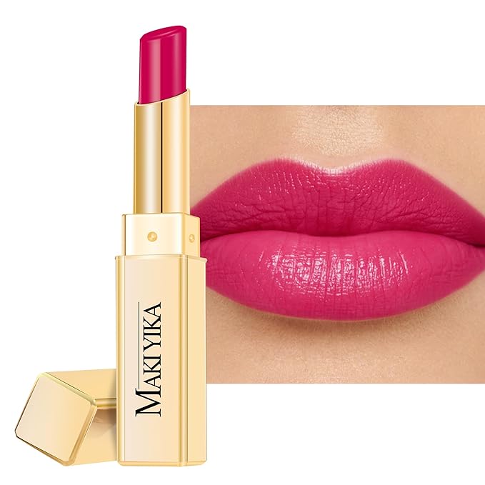 MAKI YIKA Moisture Hot Pink Lipstick for Women Hydrate Lip Balm for Dry Cracked Lips Weightless Glossy Lip Color Juicy Finish,MA056 Girl's Pink