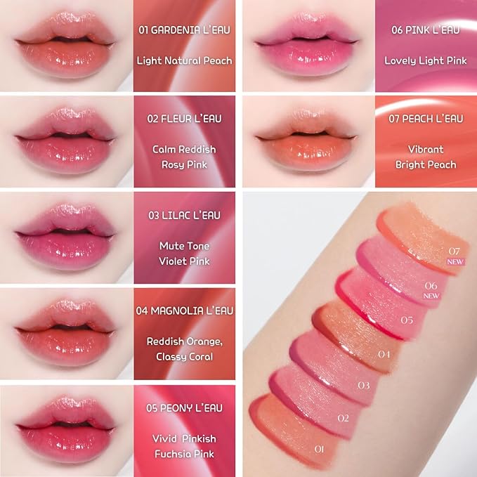 BBIA LโEAU Tint โ Glossy & Glow Lip Stain, Watery Lip Tint, Non-Sticky, High Shine Finish, Long-lasting, Moisturizing, Lightweight, Natural, Daily Use, Vegan, Korean Lip Makeup (05 PEONY L'EAU - MINI)