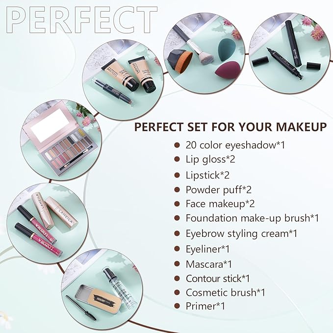 Makeup Kit for Women Full Kit Makeup Sets for Teenagers Makeup Kits for Women Teen Girls Includes 20 Colors Eyeshadow Palette Foundation Make Up Set for Beginners