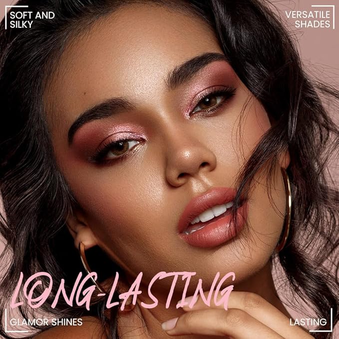 6-Color Pink Champange Brown Matte & Shimmer Eyeshadow Palette with Mirror – Highly Pigmented, Long-Lasting Eye Makeup for Artists & Creative Looks (01#