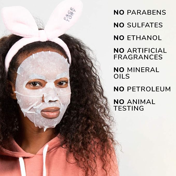 FACETORY K Beauty Face Mask Skin Care - Everyday ALMOND Skin Strengthening Sheet Mask | Plant-Based with Sweet Almond Oil (5 Pack)