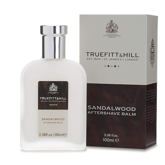 Truefitt & Hill Luxury Aftershave Balm - Sandalwood - Premium Soothing Moisturizer with Aloe Vera Extract - Ideal for Sensitive Skin, Razor Burn Relief, and a Silky Smooth Finish - 3.38 oz.