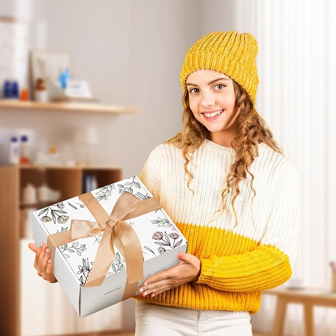 Get Well Soon Gifts for Women, Self Care Gifts for Women After Surgery, Birthday Box, Thinking of You Gift Basket Package Relaxing Spa Set, Feel Better Relaxing Encouraging Gift Box (Khaki)