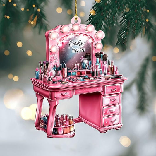 Personalized Makeup Tools Ornament โ Custom Beauty Christmas Tree Decoration, Holiday Keepsake Gift for Makeup Artists, Cosmetologists, Beauty Lovers, Salon Owners, Families and Coworkers (MKH5)