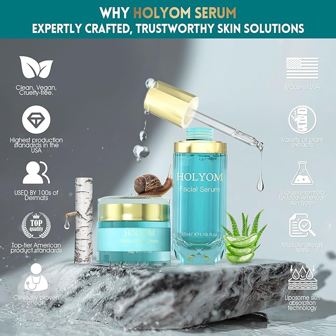 Snail Mucin Face Serum with Hyaluronic Acid – Anti-Aging Facial Serum for Fine Lines, Wrinkles & Dull Skin – Hydrating & Firming Essence for All Skin Types, 1.18 fl oz