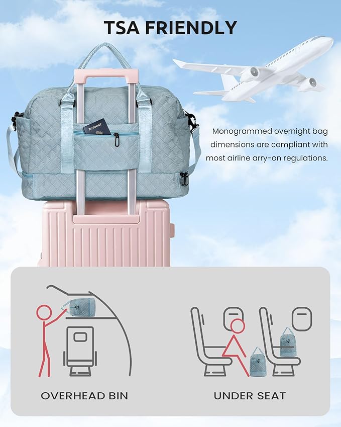 Gifts for Girls-Teen Weekender Bags, Personalized Weekender Bag, Monogram Overnight Bag, Letter Travel Bag with Makeup Bag,Personalized Gift Idea for Women Her (Letter G)