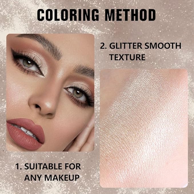 Light Nude Brown Shimmer Single Eyeshadow Makeup Palette, Natural Nude Brown Single Eye Shades, Creamy Pressed Powder for Easy Blending, Mini Travel Palette for Women, Everyday Eyeshadow Makeup