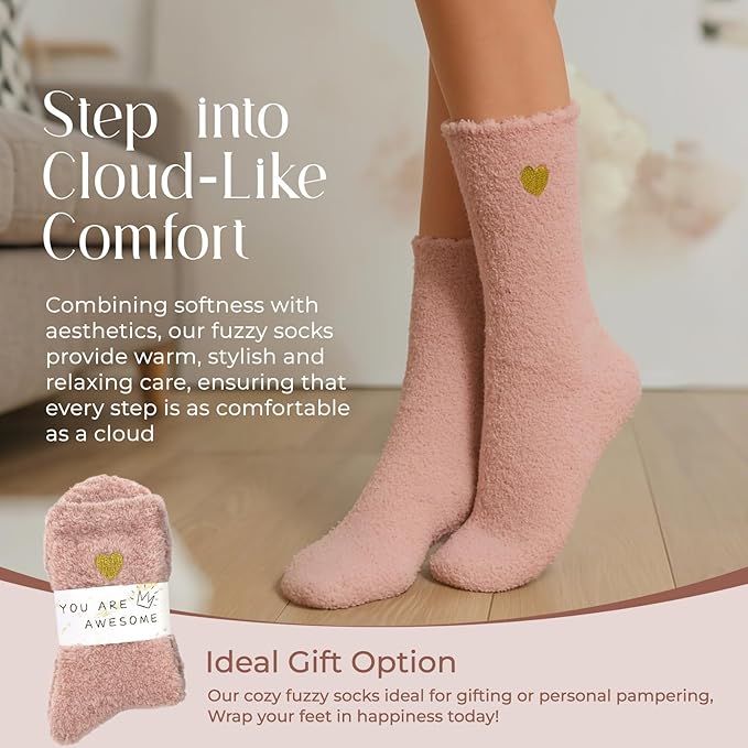 American Trends Coral Fleece Cloud Socks Ultra-Soft Fuzzy Warm Sleep Socks Cozy Unisex Gifts for Birthday Self-Care