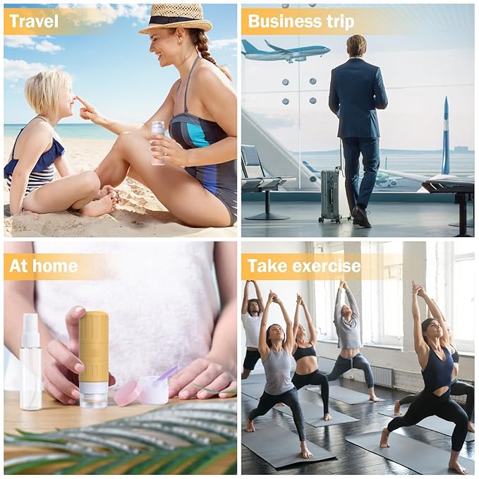 GLAMFIELDS Travel Bottles for Toiletries,TSA Approved 3.3oz Size LeakProof Silicone Toiletry Containers for Shampoo, Conditioner,Easy to Squeeze,Portable Travel Essentials for Lotion(18 Pack) Apricot