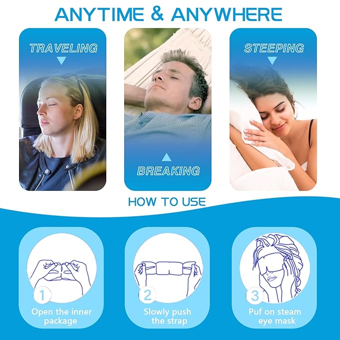 20 Packs Unscented Self Heating Warm Steam Eye Masks for Dry Eyes, Eye Fatigue Relief & Puffy Eyes, Moist Heating Compress Pads for Sleeping, Spa Relaxation, Disposable Eye Mask,Gifts for Women