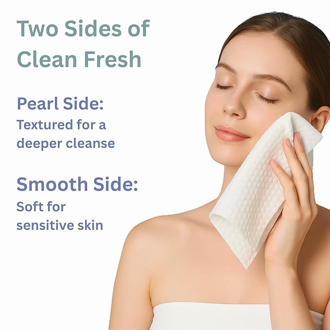 FRESH TOWELS Disposable Face Towels, Makeup Removal Face Towelettes & Dry Wipes, 300 Ct, 6 Packs