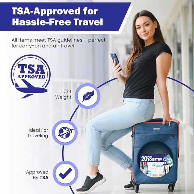 Trektote Bulk Hygiene Kit For Men And Women – (100 Pack) 20 Piece Set Of Travel Size Toiletries, TSA Compliant, Bulk Travel Essentials, Includes Shampoo And Conditioner, Body Wash, Toiletry Bag & More
