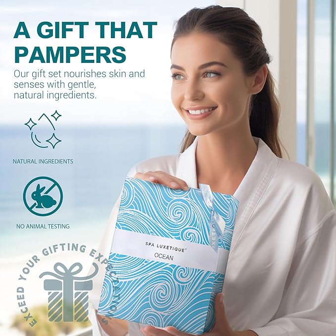 Spa Luxetique Spa Gift Set for Women,Ocean Spa Set Includes Body Lotion, Shower Gel,Bubble Bath, Hand Cream,Bath Gifts for Women, Christmas Gifts
