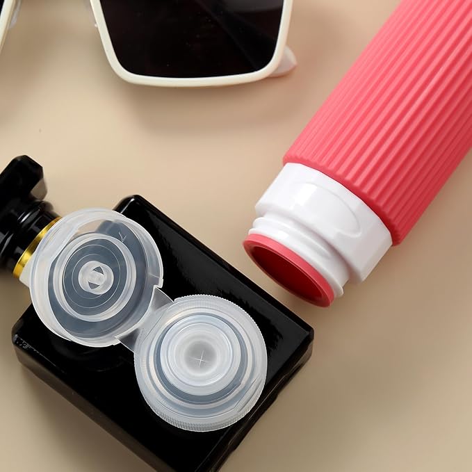 Travel Bottles for Toiletries, Tsa Approved 3oz Portable Travel Bottles, BPA Free Leak Proof Squeezable Silicone Travel Size Containers, Travel Accessories with Clear Toiletry Bag (4 Pack)