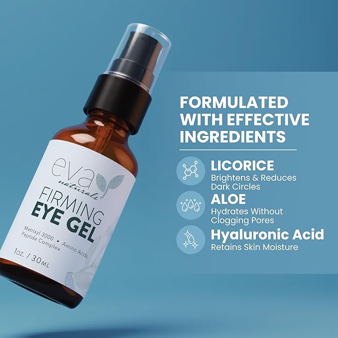 Anti-Aging Eye Gel - Luxurious Hydrating Under Eye Cream For Dark Circles and Puffiness, Bags, Crows Feet, Wrinkles - With Hyaluronic Acid & Skin-Firming Peptides Serum (1 oz)