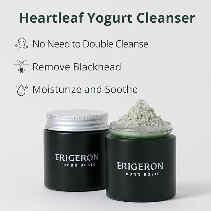 Heartleaf Facial Cleanser, Face Mask, Greek Yogurt Cleanser, Soothing, Deep Pore Scrubber & Face Wash with Green Tea, Blackhead Remover, Korean Skin Care (3.38 fl.oz.)