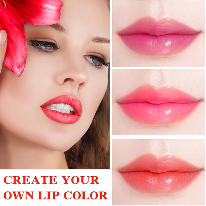 6 Pcs Aloe Vera Color Changing Change Lipstick,Magic Lipstick Jelly Lip Balm,Moisturizer Tinted Lip Tint Stain Long Lasting Waterproof Temperature Color Change Lip Gloss