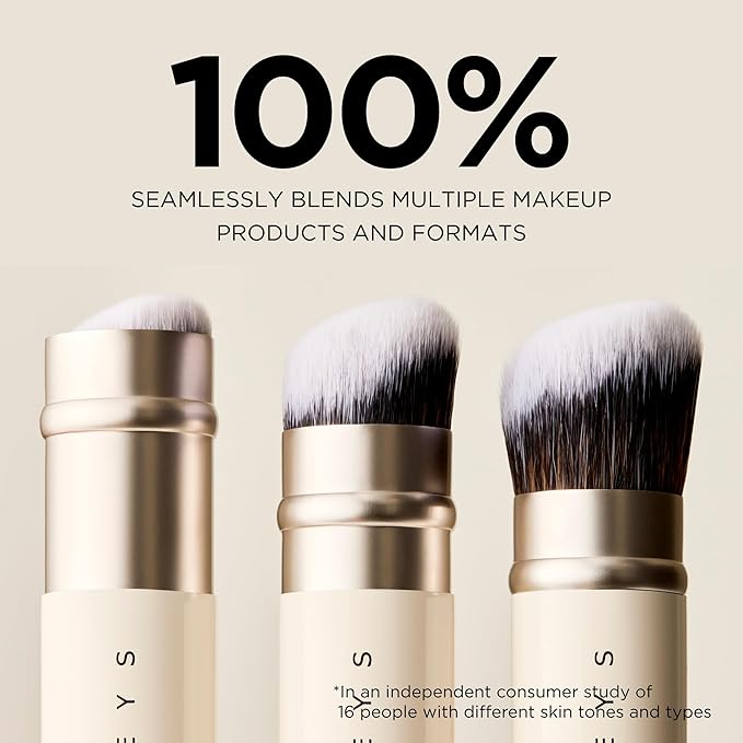 HALEYS Retractable Face Brush, VEGAN Dense, Angled Bristles & Adjustable Sleeve, Portable Makeup Brush for Quick, Easy Streak-Free Blending of Liquids, Creams, Powders, Travel-friendly Mess-Free Cap