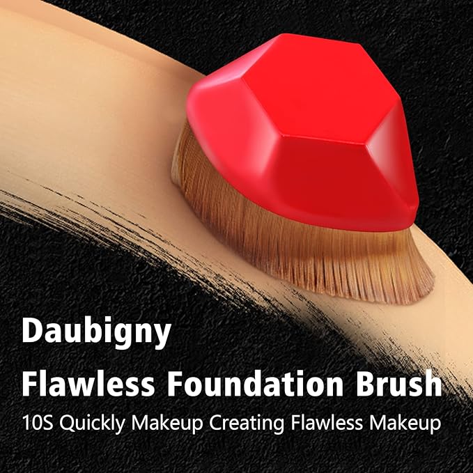 Foundation Brush, Daubigny Perfect Makeup Brush for Face Blush Liquid Powder Foundation Brush for Blending Liquid, Cream or Flawless Powder Cosmetics with Protective Case (Red)