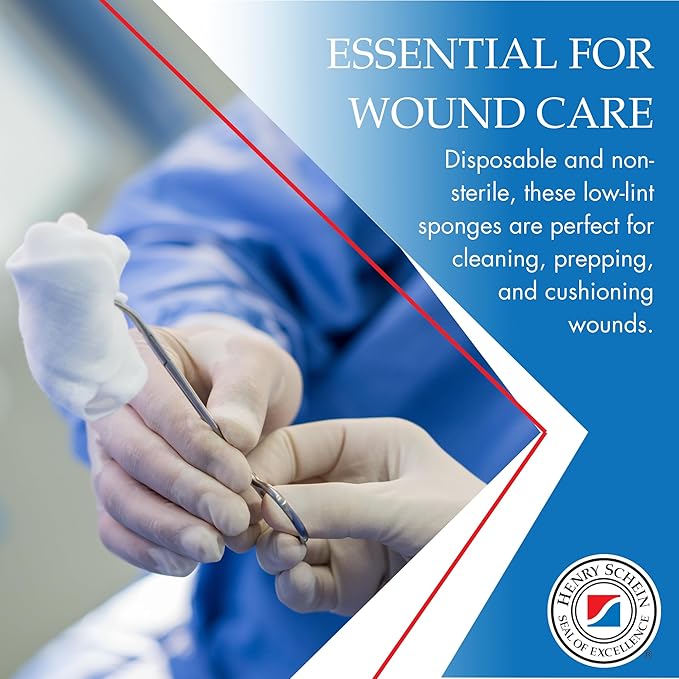 Essentials Non-Sterile Gauze Sponges - 200 Count, 4-Ply, 4'' x 4'' Pads, Non-Woven, Wound Care Product for First Aid Kit/Medical Facilities