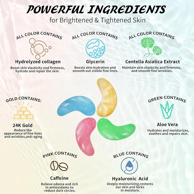 Under Eye Patches(30 Pairs), 24K Gold, Caffeine, Hyaluronic Acid, Aloe Vera Eye Masks for Dark Circles Puffy Eyes Undereye Bags, Eye Skin Care Gift Set for Bachelorette Party Favors