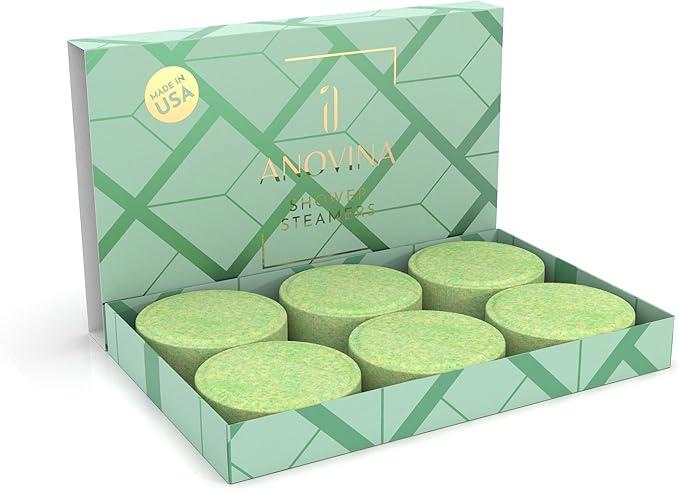 Anovina Eucalyptus & Menthol Shower Steamers β Aromatherapy Shower Tablets with Soothing Vapors β Made in USA β Shower Bomb Gift Set for Men & Women