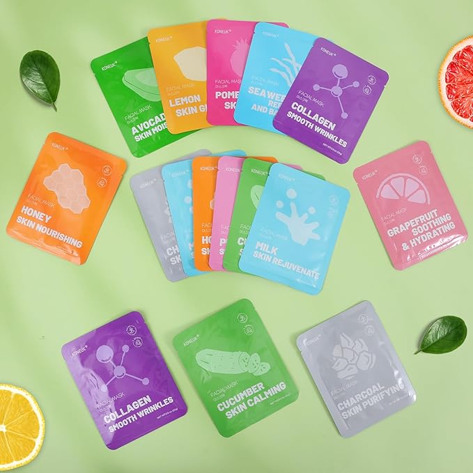 48 Pack Collagen Hydrating Face Masks Skincare for Women, Moisturizing & Soothing Face Mask for All Skin Types, Facial Masks Set Spa Gifts for Women, Bulk Sheet Face Mask for Skin Care