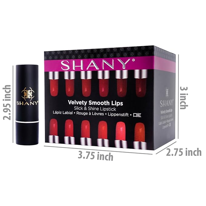 SHANY Slick & Shine Multi-Colored Lipstick Set - 12 Matte Lip Colors Long Lasting & Moisturizing Lip Shades In A Premium Packaging Gift Box with Vitamin E and Aloe Vera.