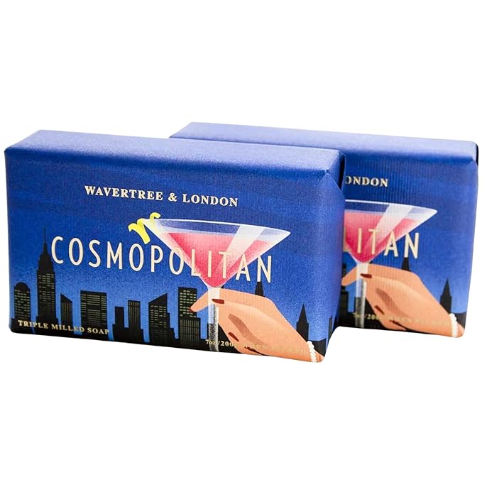 Wavertree & London Cosmopolitan Scented Natural Soap (2 Bars), 7oz Moisturizing French Triple Milled Soap Bars enriched with shea butter - Pure Plant Based Bath & Body Bars for All Skin Types