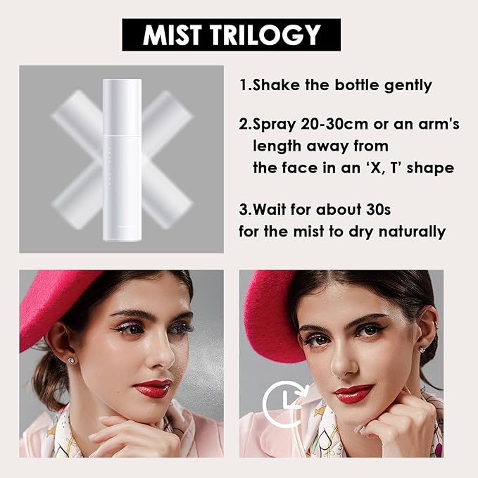 2PCS Makeup Setting Spray Set for Face, Weightless Long Lasting Waterproof Fixing Makeup Setting Face Spray, Smudge-proof, Hydrating & Refreshing Setting Spray(E)