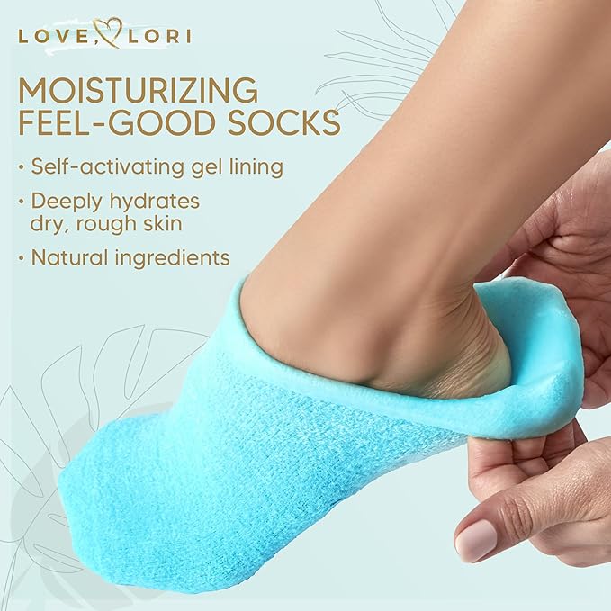 Moisturizing Socks - Premium Gel Silicone Aloe Foot Spa Socks (Sizes 9-10) Infused with Vitamin E & JoJoba Oil - Self Care Gifts for Women