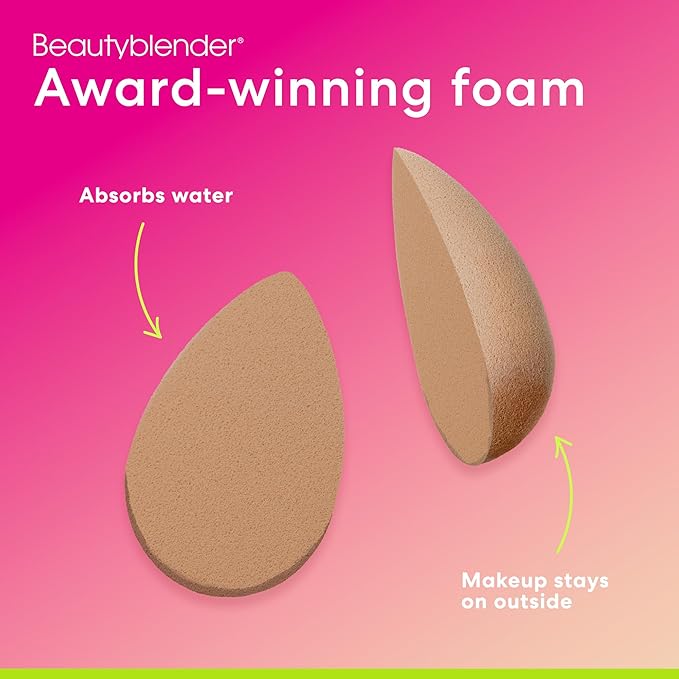 Beautyblender® | Nude Beige Beauty Blender Makeup Sponge, Super-Soft Foam Easily Blends Foundations, Powders & Creams, Made in USA, Reusable, Washable, Streak Free Application, Vegan, Cruelty Free
