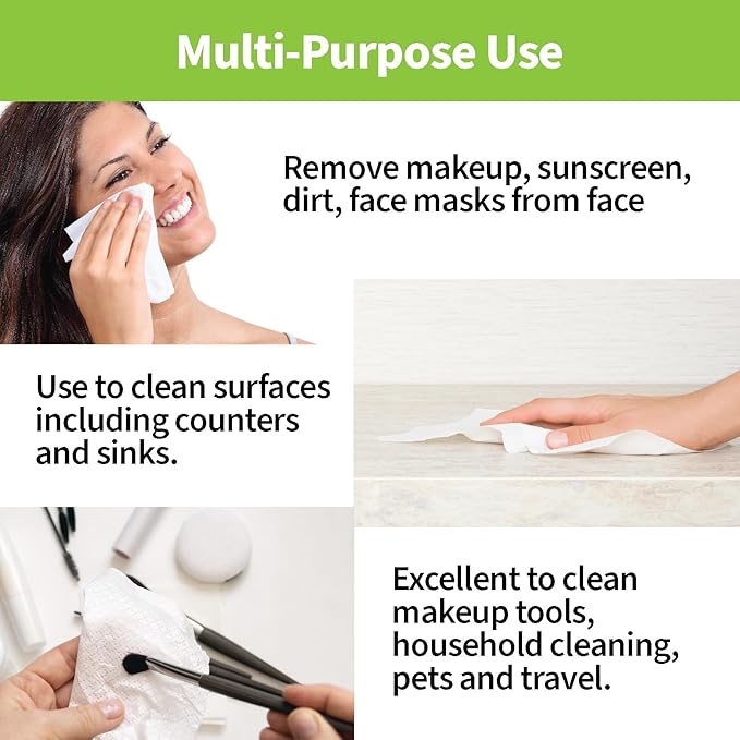 ForPro Premium Pure & Simple XL Facial Towels, Disposable Makeup Remover Dry Wipes, Ultra Soft Lint-Free Biodegradable Face Towels, 100% Vegan & Cruelty-Free, 50-Count