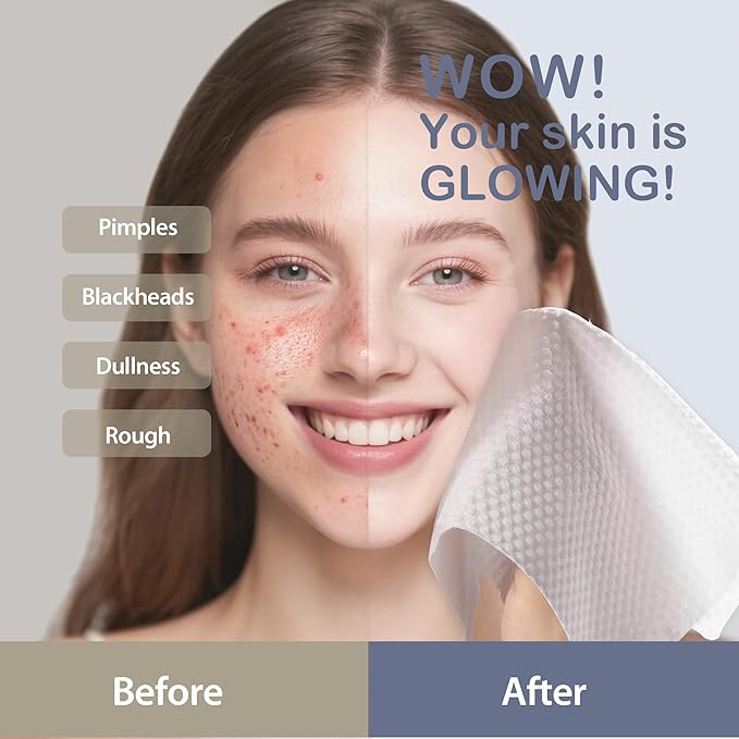 Ourmed Life Face Towels, 12"×12" Tear-Off Disposable Biodegradable Facial Towels for Sensitive Skin, Lint- free Face Wipes for Washing Face, Skincare and Makeup Removal, Dry Wipes, (60 Ct, 1 Pack)