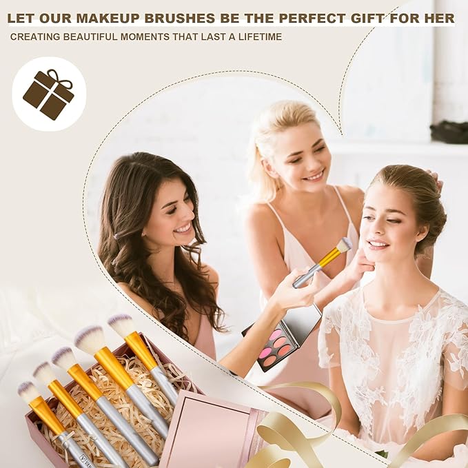 VANDER Makeup Brushes, 24pcs Premium Synthetic Makeup Brush Set for Foundation, Professional Eyeshadow, Eyeliner, Concealer Make up Brush Kit (Without Makeup Bag) Champagne