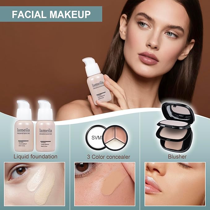 All in One Makeup Kit for Women Full Kit, Makeup Gift Set for Girls & Teen, Travel Makeup Set, Professional Makeup Kit Includes lash Clusters Kit Eyeshadow Lipstick Brow Pencil Eyeliner Brush Set