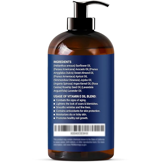 Organic Vitamin E Oil Blend 8 fl oz - Made from Pure, Natural Oils for Skin, Scars & Face - Aceite de Vitamina E - Nexon Botanics