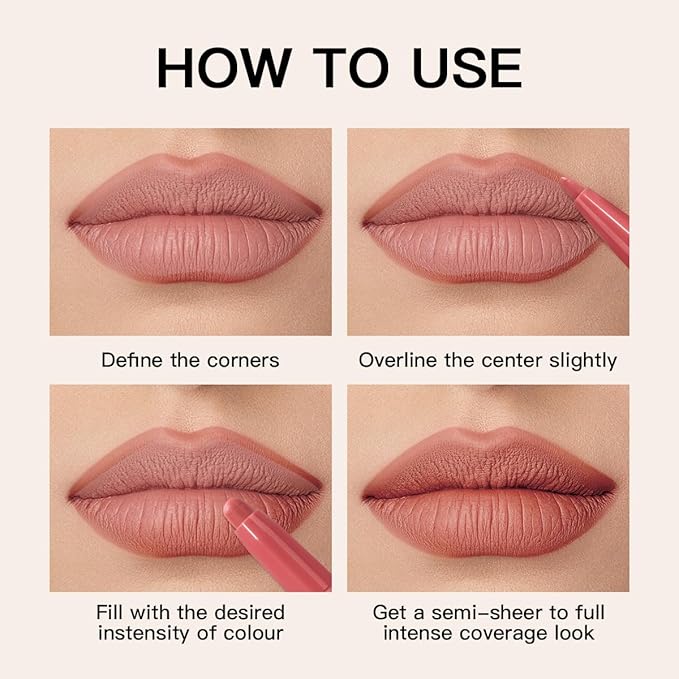 USHAS 3Pcs Lipstick and Lip Liner Combo Set 2 in 1 Makeup Kits Long Lasting and Waterproof Nude Matte Lipstick For Women (Set 1 (07+08+09), 3Pcs)