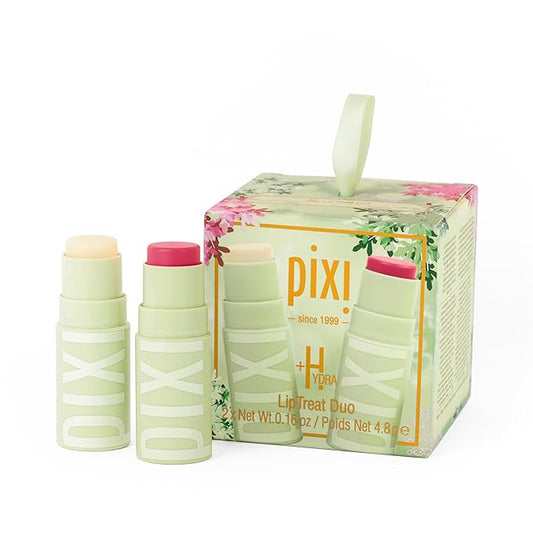 Pixi Beauty +Hydra LipTreat Duo Holiday Ornament | Gift Set Contains Two Hydrating Tinted Lip Balms in Shades Rosette & Clear | 2 pack of 0.16 oz / 4.8 g