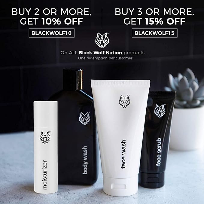 Black Wolf - Men’s Face Moisturizing Gel- 1.7 Fl Oz- Hyaluronic Acid and Aloe Vera Hydrate Your Skin and Leave It Feeling Smoother- Great for Oily Skin- Sulfate, & Cruelty Free, for Dry Skin
