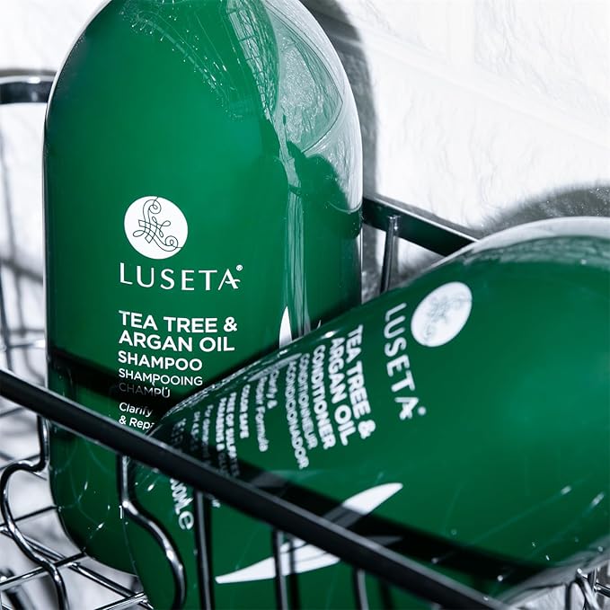 Luseta Shampoo and Conditioner Set with Tea Tree and Argan Oil for Oily Hair Clarifying, Fighting Dandruff Sulfate Paraben Free for Men and Women 2x16.9oz